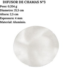 Difusor de Chamas Para Fogareiro N3 de Aluminio Motta