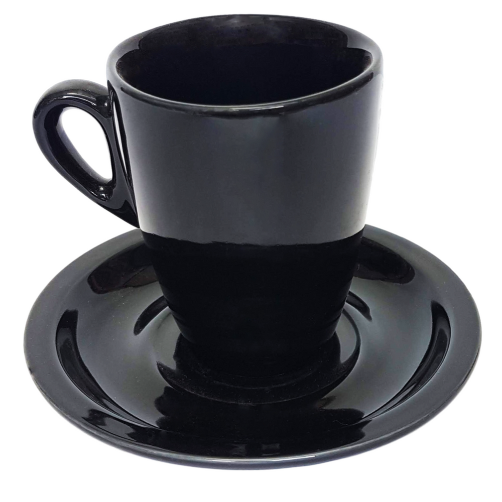 Xicara Genova Capuccino C/ Pires em Porcelana Preta BelaVista