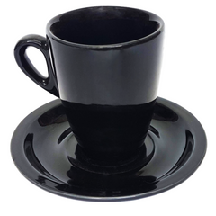 Xicara Genova Capuccino C/ Pires em Porcelana Preta BelaVista