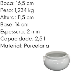 Cumbuca Grande em Porcelana S/ Tampa BelaVista