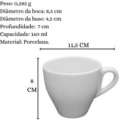 Xicara de Chá Buond 160ml Porcelana BelaVista