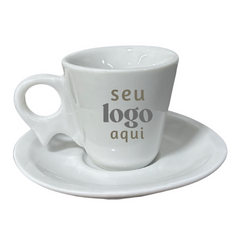 Kit 50 Xicara C/ Pires cabo bico Personalizado BelaVista Xicara de Café