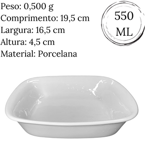 Travessa Quadrada Galoro Porcelana 550ml BelaVista