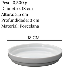 Prato Redondo Sobremesa em Porcelana 18cm BelaVista