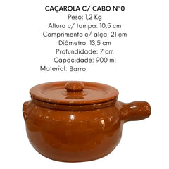 Caçarola Barro N0 com cabo 750ml Motta