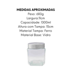 Pote de Vidro Com Tampa 1,3L Imporiente
