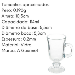 Caneca Irish Coffe de Vidro 114ml Etilux