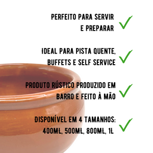 Cumbuca Paulista N2 800ml de Ceramica Barro - A Gourmet