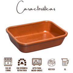 Assadeira Carre Retangular Cerâmica Barro