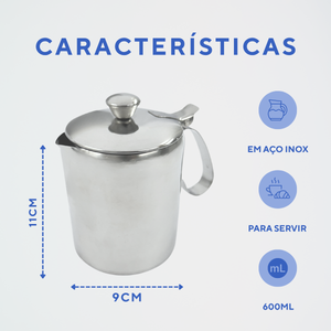 Leiteira em Aço Inox 600ml - A Gourmet