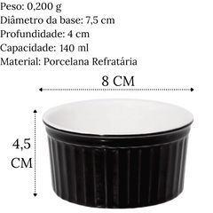 Ramequim 140ml Preto em Porcelana Refrataria Oxford