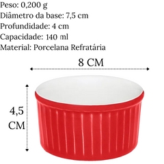 Tigela Ramequim 140ml Vermelho em porcelana Oxfrod Oxford