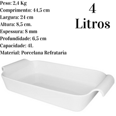 Travessa Refrataria Fundo 4L Branca C/ Alça Oxford