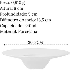 Conjunto de 6 Prato de entrada fundo 240ml chapéu - A Gourmet