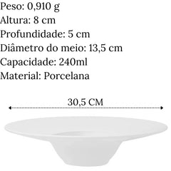 Conjunto de 6 Prato de entrada fundo 240ml chapéu - A Gourmet