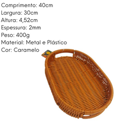 Cesto Organizador Bandeja Metal e Plástico Marrom Clink