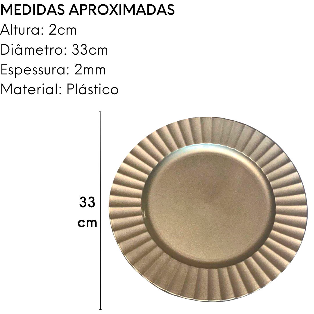 Sousplat Frisado Dourado de Plástico Class Home
