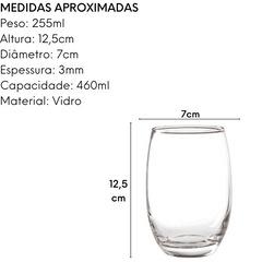 Copo de Vidro Alto Mikonos Long Drink de Vidro 460ml Class Home