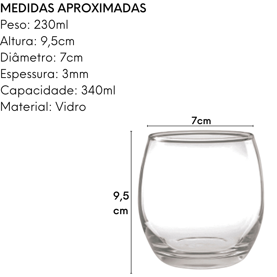 Copo de Vidro Mikonos Cristar Rocks de Vidro 340ml Class Home