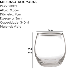 Copo de Vidro Mikonos Cristar Rocks de Vidro 340ml Class Home