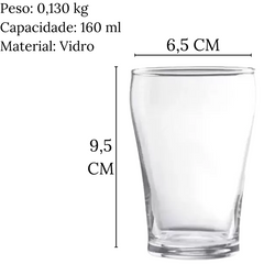 Copo Popular Cristar Para Cerveja de Vidro 160ml Class Home