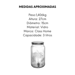 Dispenser Suco 3L de Vidro Class Home
