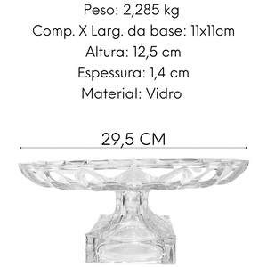 Centro de Mesa Com Pé em Vidro 29,5 cm Class Home