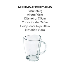 Caneca Coraçao de Vidro 240ml Class Home