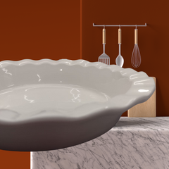 Prato Redonda com Borda Ondulada Cerâmica Class Home