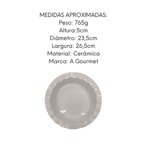 Prato Redonda com Borda Ondulada Cerâmica Class Home