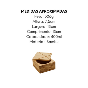 Saleiro Quadrado de Bambu 400ml A Gourmet