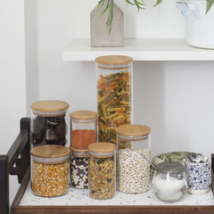 Pote Hermético de Vidro 1,800ml de Vidro e Bambu Class Home