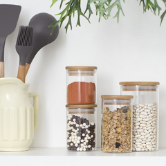 Pote Hermético de Vidro e Bambu Com Tampa 1,100ml Class Home