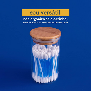 Pote Hermético de Vidro e Bambu Com Tampa 1,100ml Class Home