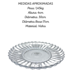 Centro Mesa Prato 30cm Vidro Cristal Jenova Class Class Home