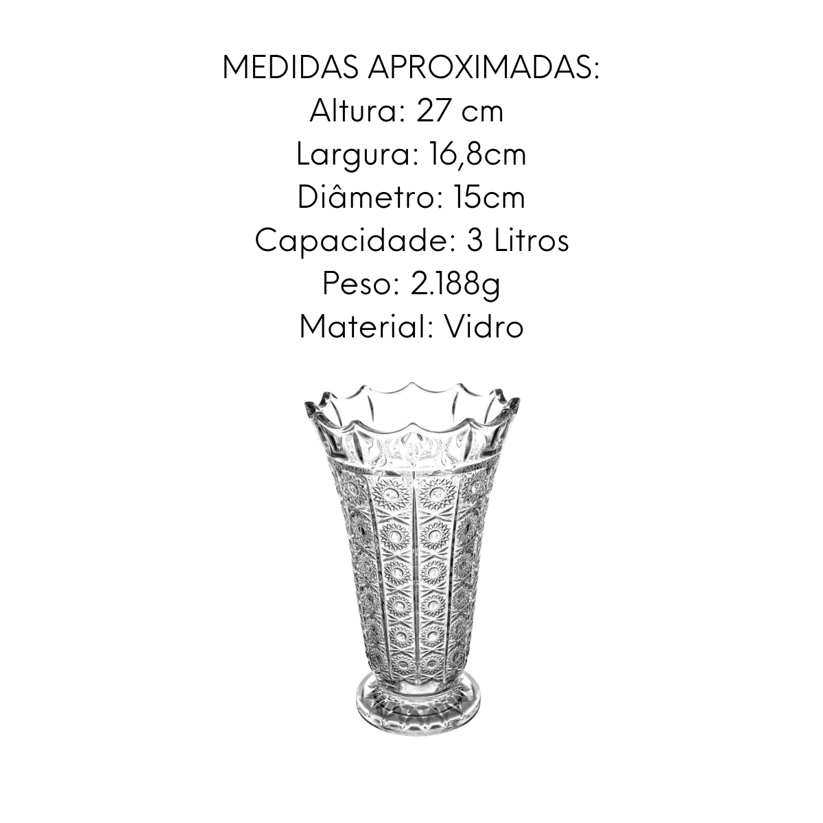 Vaso de Cristal Com Pé Transparente Class Home