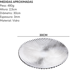Prato de Bolo Espiral 30cm de Vidro Class Home Class Home