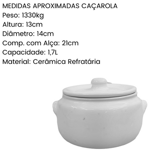 Caçarola Cerâmica Branca Refrataria 1,7L LaFaenza