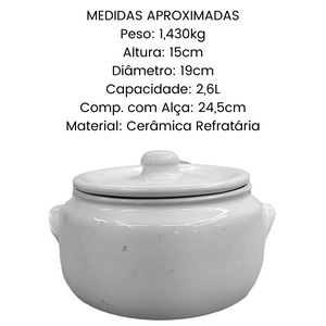 Caçarola Com Tampa N3 Cerâmica Branca LaFaenza