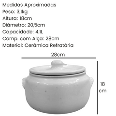 Caçarola Ceramica Branca Com Tampa 4,1L LaFaenza