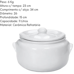 Caçarola Com Tampa N6 11L Ceramica Branca LaFaenza
