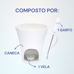 Caneca de Fondue com Garfo e Vela - A Gourmet