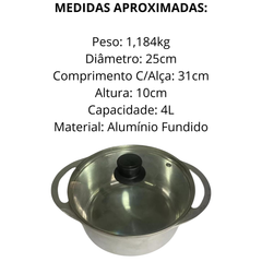 Caçarola de Alumínio Fundido 4L Tampa de Vidro - A Gourmet