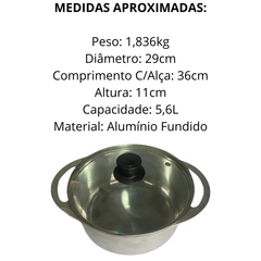 Caçarola de Aluminio Fundido Com tampa 5,6L - A Gourmet