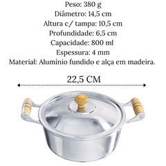 Caçarola N14 Com Tampa em Aluminio Fundido 800ml Carola