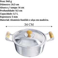 Caçarola N24 Com Tampa em Aluminio Fundido 3,7L Carola