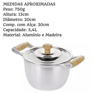 Caldeirão de Aluminio Com Tampa e Duas Alças 3,4L Carola