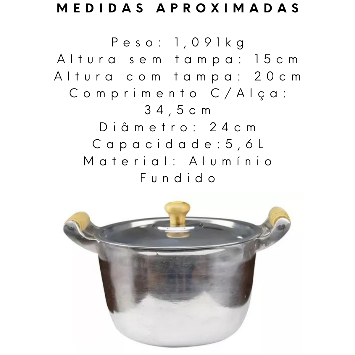 Caldeirão N24 em Aluminio Fundido Com Tampa - A Gourmet