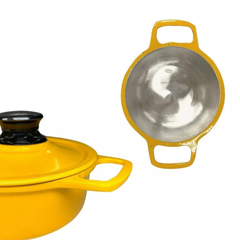 Caçarola Com Tampa Amarela em Aluminio 500ml Carola