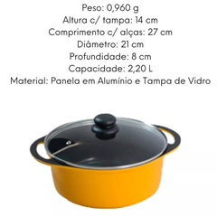 Caçarola Alumínio Fundido C/ Tampa N20 Antiaderente Amarela Carola